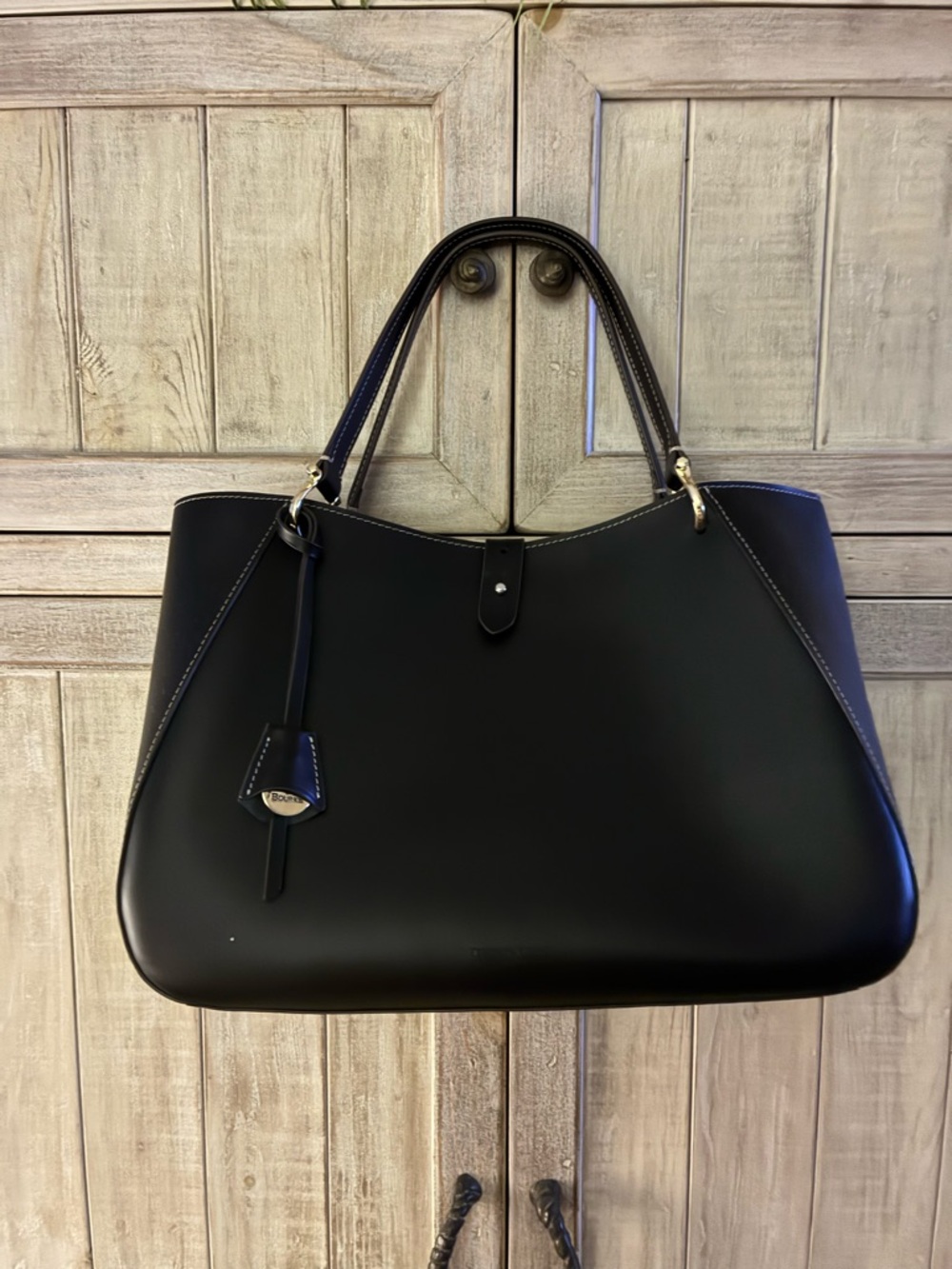 Black Leather Tote Bag with Gold Hardware - Dooney & Bourke